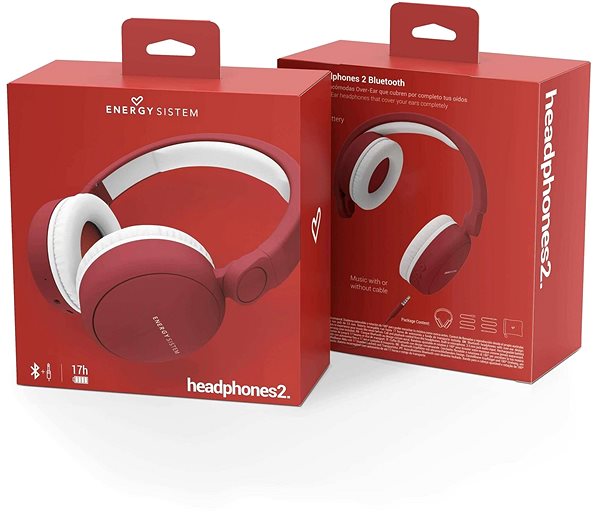 Vezeték nélküli fül-/fejhallgató Energy Sistem Headphones 2 Bluetooth MK2 Ruby Red Csomagolás/doboz