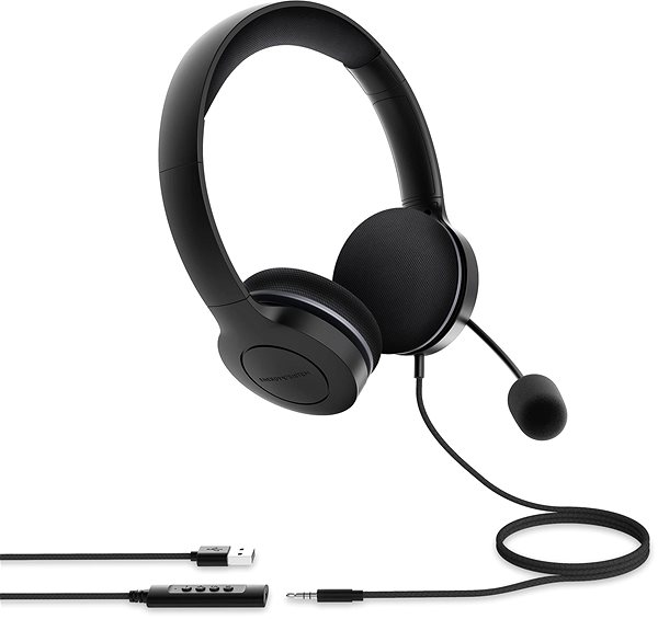 Fej-/fülhallgató Energy Sistem Headset Office 3 Black Csatlakozási lehetőségek (portok)