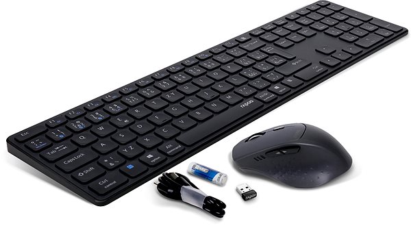 Keyboard and Mouse Set Rapoo 9800M set, grey - EN/SK Package content