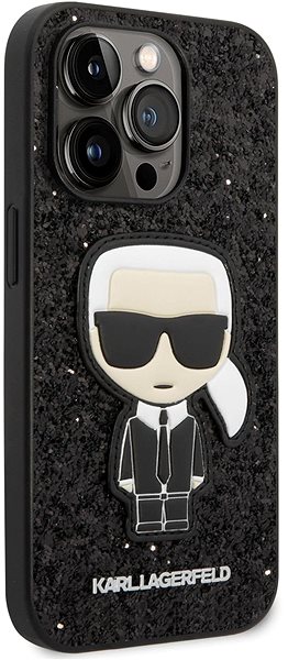 Telefon tok Karl Lagerfeld Glitter Flakes Ikonik iPhone 14 Pro Max hátlap tok - fekete ...