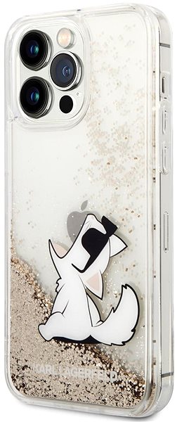 Telefon tok Karl Lagerfeld Liquid Glitter Choupette Eat iPhone 14 Pro Max hátlap tok - arany ...