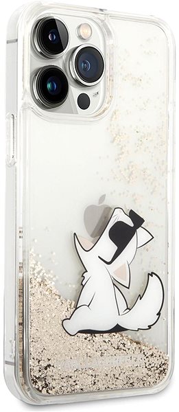 Handyhülle Karl Lagerfeld Liquid Glitter Choupette Eat Back Cover für iPhone 14 Pro Max Gold ...