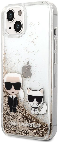 Handyhülle Karl Lagerfeld Liquid Glitter Karl and Choupette Back Cover für iPhone 14 Gold ...