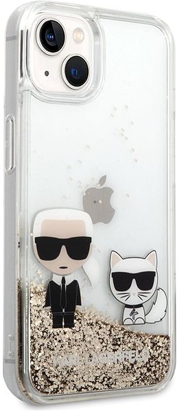 Handyhülle Karl Lagerfeld Liquid Glitter Karl and Choupette Back Cover für iPhone 14 Gold ...