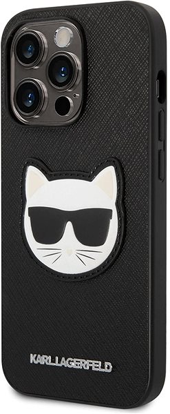 Telefon tok Karl Lagerfeld PU Saffiano Choupette Head hátlap iPhone 14 Pro fekete színűre ...