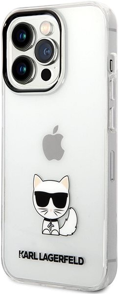 Telefon tok Karl Lagerfeld Choupette Logo hátlap iPhone 14 Pro Transparent készülékhez ...