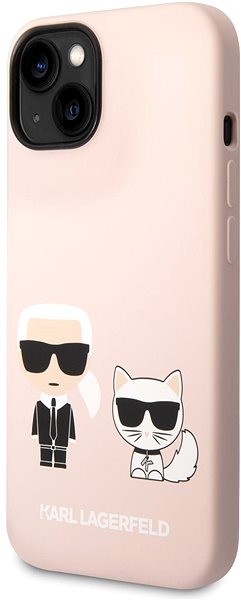 Telefon tok Karl Lagerfeld Liquid Silicone Karl and Choupette MagSafe kompatibilis iPhone 14 rózsaszín tok ...