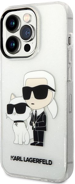 Telefon tok Karl Lagerfeld IML Glitter Karl és Choupette NFT hátlap az iPhone 14 Pro ...