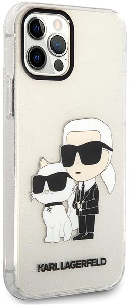 Telefon tok Karl Lagerfeld IML Glitter Karl and Choupette NFT iPhone 12/12 Pro átlátszó hátlap tok ...