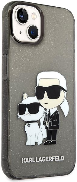 Telefon tok Karl Lagerfeld IML Glitter Karl and Choupette NFT iPhone 14 Plus fekete hátlap tok ...