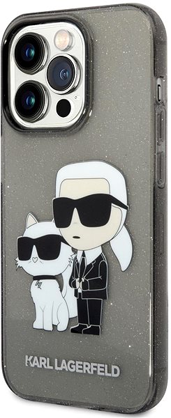 Telefon tok Karl Lagerfeld IML Glitter Karl and Choupette NFT iPhone 14 Pro fekete hátlap tok ...