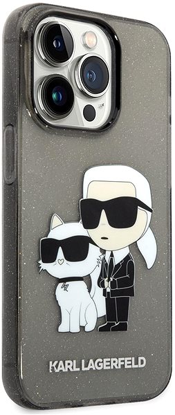 Telefon tok Karl Lagerfeld IML Glitter Karl and Choupette NFT iPhone 14 Pro fekete hátlap tok ...