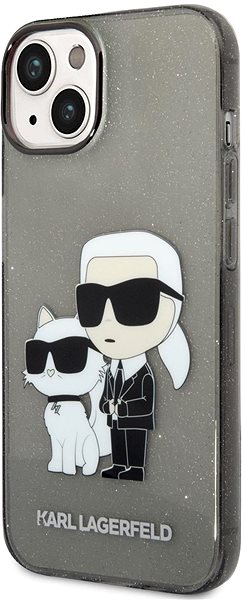 Telefon tok Karl Lagerfeld IML Glitter Karl and Choupette NFT iPhone 14 fekete hátlap tok ...