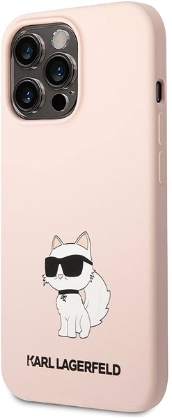 Telefon tok Karl Lagerfeld Liquid Silicone Choupette NFT iPhone 13 Pro rózsaszín hátlap tok ...
