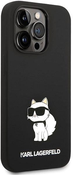 Telefon tok Karl Lagerfeld Liquid Silicone Choupette NFT iPhone 14 Pro Max fekete hátlap tok ...