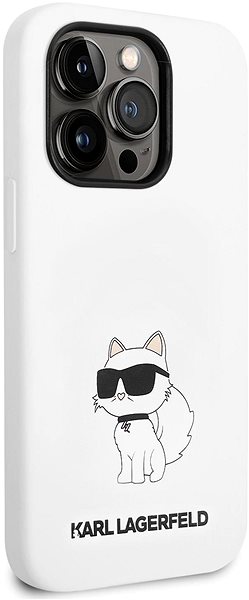 Telefon tok Karl Lagerfeld Liquid Silicone Choupette NFT iPhone 14 Pro fehér hátlap tok ...