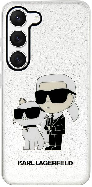 Telefon tok Karl Lagerfeld IML Glitter Karl and Choupette NFT hátlapi tok Samsung Galaxy S23 készülékhez, átlátszó ...