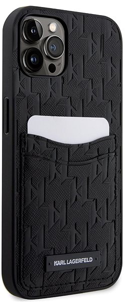 Kryt na mobil Karl Lagerfeld Saffiano Monogram Card Slot Zadný Kryt na iPhone 12/12 Pro Black ...