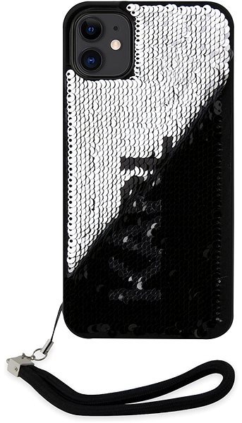 Telefon tok Karl Lagerfeld Sequins Reversible iPhone 11 fekete/ezüst tok ...