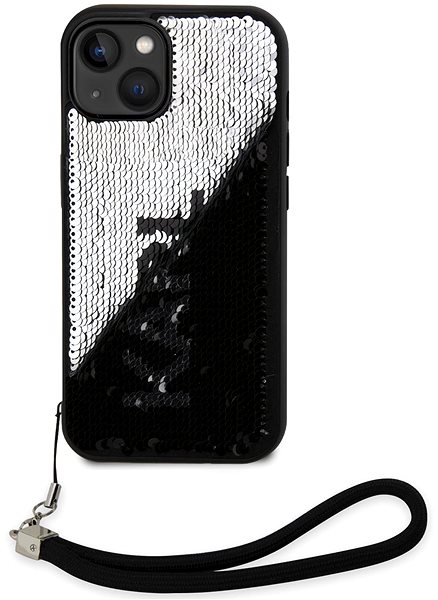 Telefon tok Karl Lagerfeld Sequins Reversible iPhone 13 fekete/ezüst tok ...