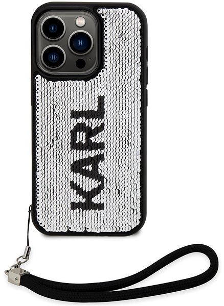 Telefon tok Karl Lagerfeld Sequins Reversible iPhone 13 Pro Max fekete/ezüst tok ...