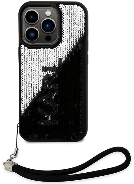 Telefon tok Karl Lagerfeld Sequins Reversible iPhone 13 Pro Max fekete/ezüst tok ...
