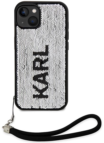Kryt na mobil Karl Lagerfeld Sequins Reversible Zadný Kryt na iPhone 14 Black/Silver ...