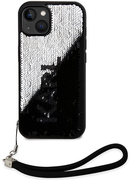 Kryt na mobil Karl Lagerfeld Sequins Reversible Zadný Kryt na iPhone 14 Black/Silver ...