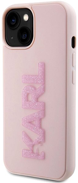 Telefon tok Karl Lagerfeld 3D Rubber Glitter Logo Karl iPhone 15 rózsaszín tok ...