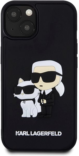 Handyhülle Karl Lagerfeld 3D Rubber Karl and Choupette Back Cover für iPhone 15 Schwarz ...