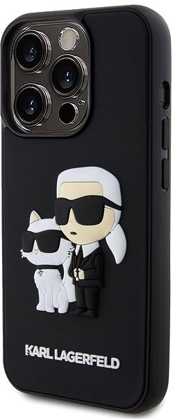 Handyhülle Karl Lagerfeld 3D Rubber Karl and Choupette Back Cover für iPhone 15 Pro schwarz ...