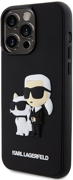 Handyhülle Karl Lagerfeld 3D Rubber Karl and Choupette Back Cover für iPhone 15 Pro Max Schwarz ...