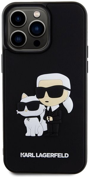 Telefon tok Karl Lagerfeld 3D Rubber Karl and Choupette iPhone 15 Pro Max fekete tok ...