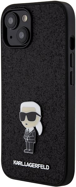 Kryt na mobil Karl Lagerfeld Fixed Glitter Metal Ikonik Zadný Kryt na iPhone 15 Black ...