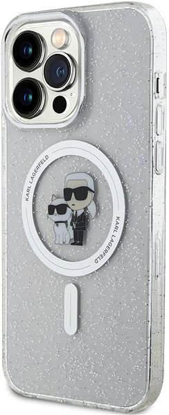 Telefon tok Karl Lagerfeld IML Glitter Karl and Choupette iPhone 15 Pro Max MagSafe átlátszó tok ...