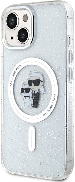 Telefon tok Karl Lagerfeld IML Glitter Karl and Choupette iPhone 15 MagSafe átlátszó tok ...