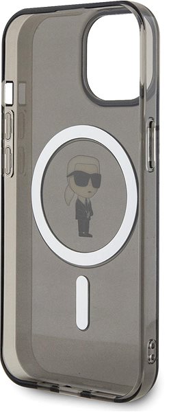 Kryt pre mobil Karl Lagerfeld IML Ikonik MagSafe Zadný Kryt pre iPhone 15 Black .