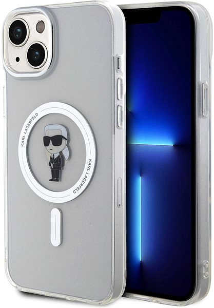 Kryt na mobil Karl Lagerfeld IML Ikonik MagSafe Zadný Kryt pre iPhone 15 Plus Transparent ...