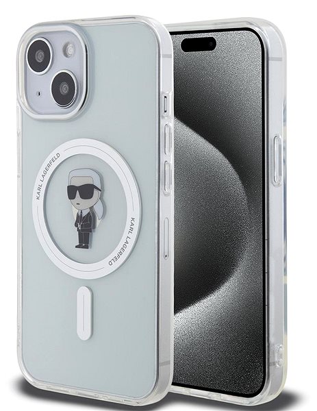Kryt na mobil Karl Lagerfeld IML Ikonik MagSafe Zadný Kryt pre iPhone 15 Transparent ...