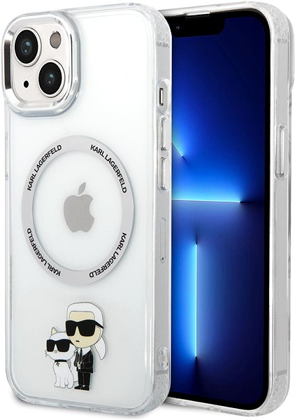 Telefon tok Karl Lagerfeld IML Karl and Choupette NFT iPhone 15 Plus MagSafe átlátszó tok ...