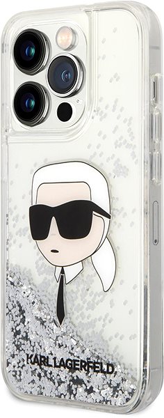 Telefon tok Karl Lagerfeld Liquid Glitter Karl Head iPhone 15 Pro Max ezüst tok ...