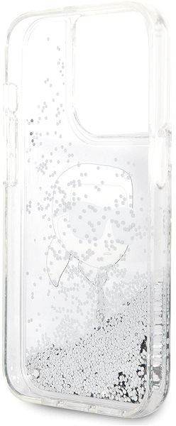 Handyhülle Karl Lagerfeld Liquid Glitter Karl Head Back Cover für iPhone 15 Pro Max Silber ...