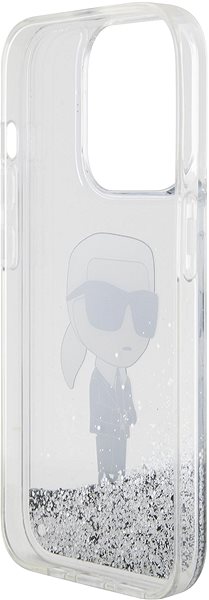 Handyhülle Karl Lagerfeld Liquid Glitter Karl Head Back Cover für iPhone 15 Pro Silber ...