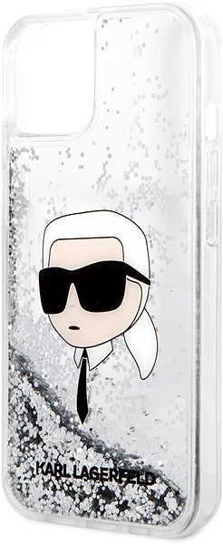 Kryt na mobil Karl Lagerfeld Liquid Glitter Karl Head Zadný Kryt pre iPhone 15 Silver ...