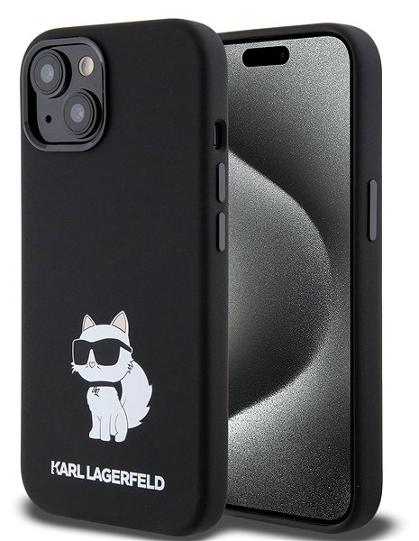 Telefon tok Karl Lagerfeld Liquid Silicone Choupette NFT iPhone 15 fekete tok ...