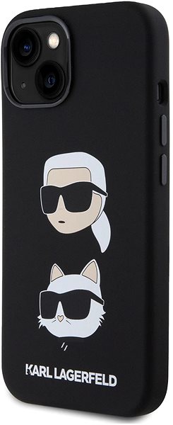Telefon tok Karl Lagerfeld Liquid Silicone Karl and Choupette Heads iPhone 15 fekete tok ...