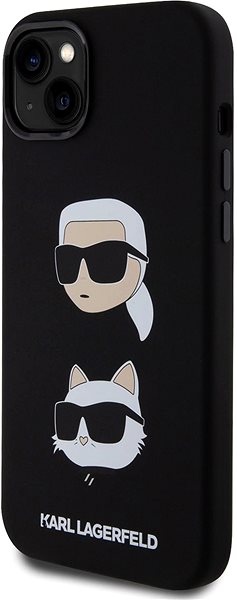 Telefon tok Karl Lagerfeld Liquid Silicone Karl and Choupette Heads iPhone 15 Plus fekete tok ...
