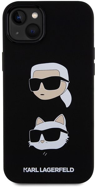 Handyhülle Karl Lagerfeld Liquid Silicone Karl and Choupette Heads Back Cover für iPhone 15 Plus Schwarz ...