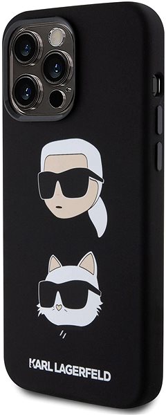 Handyhülle Karl Lagerfeld Liquid Silicone Karl and Choupette Heads Back Cover für iPhone 15 Pro Max Schwarz ...
