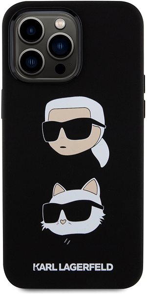 Kryt na mobil Karl Lagerfeld Liquid Silicone Karl and Choupette Heads Zadný Kryt pre iPhone 15 Pro Max Black ...